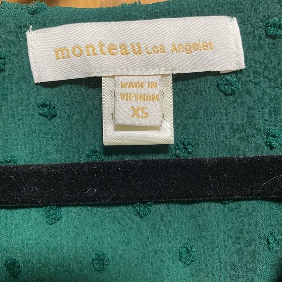 MONTEAU LA GREEN FLOUNCE LINED DRESS W/TIE WAIST  - SIZE XS - Picture 5 of 9